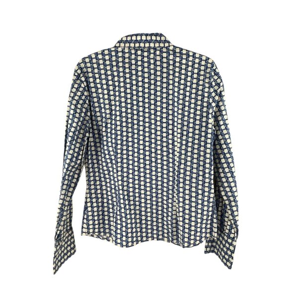 Tommy Hilfiger Stretch Button-Down Shirt Blue White Geometric Long Sleeves Sz M - Picture 2 of 7